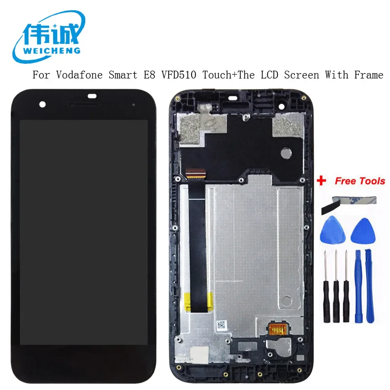 WEICHENG 5.0''For Vodafone Smart E8 VFD510 VFD 510 LCD Display Touch Screen Phone Digitizer Assembly With Frame Replace Parts