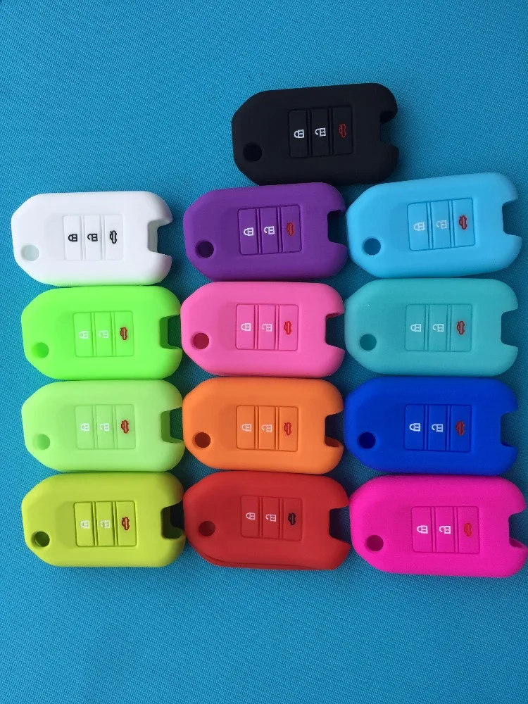 

3 Buttons Silicone Car Folding Flip Key Case Fob Holder Protective Remote Key Cover Skin Shell For Honda Civic Car Accessories