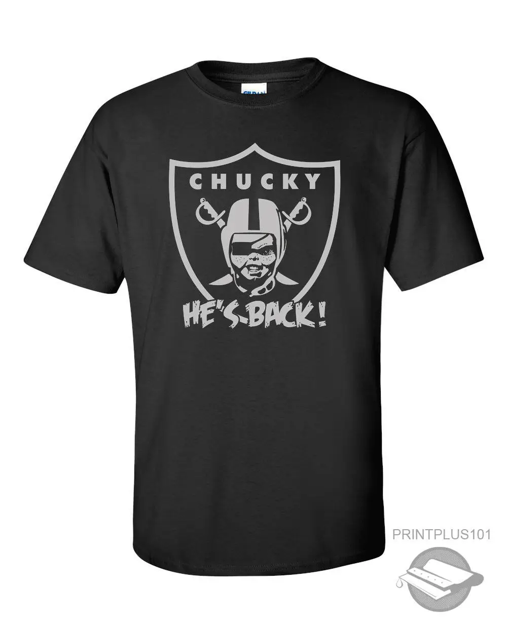 Raiders Jon Gruden "Chucky" Black T Shirt Adult Sizes S-3XL Las Vegas