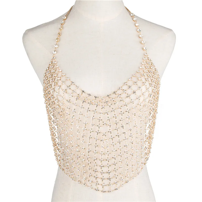 

EZEI Body Chain Club Women Body Chain Jewelry Chain Harness Sexy Body Accessories Rhinestone Jewelry bellyhand