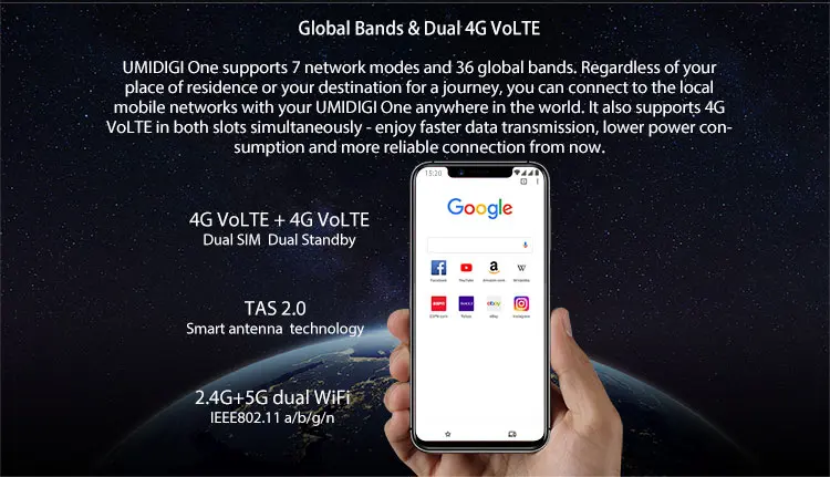 UMIDIGI UMI ONE 4GB RAM 32GB ROM Helio P23 MTK6763 2.0GHz Octa Core 5.9 Inch Incell HD+ Full Screen Dual Camera Android 8.1 4G LTE Smartphone