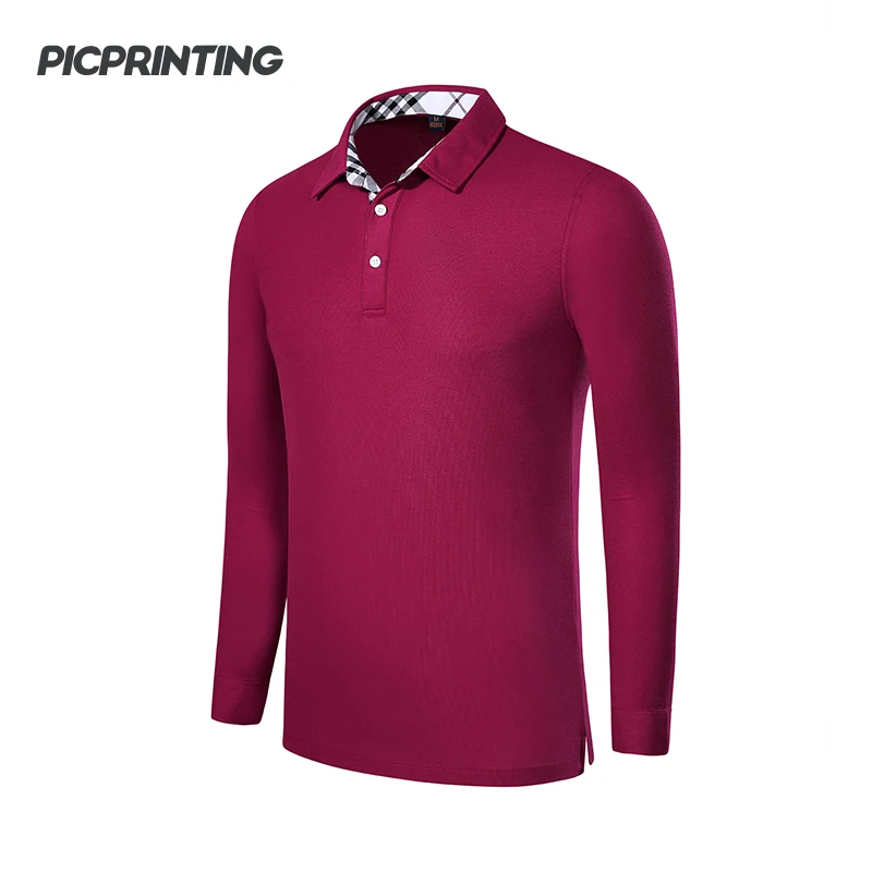 [Can Custom LOGO] 2017 Autumn Full Sleeve Polo Shirts Solid Men Long