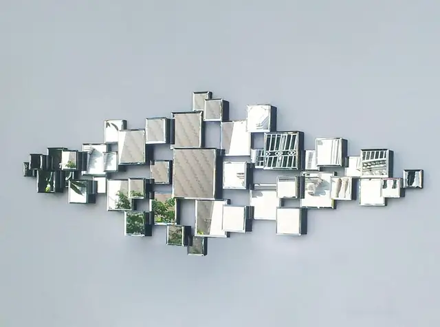 Modern Mirrored Wall Decor Beveled Polydirectional Square Mirror Modern Mirrored Wall Decor Beveled Polydirectional Square Mirror Multi Facet Galss Art M