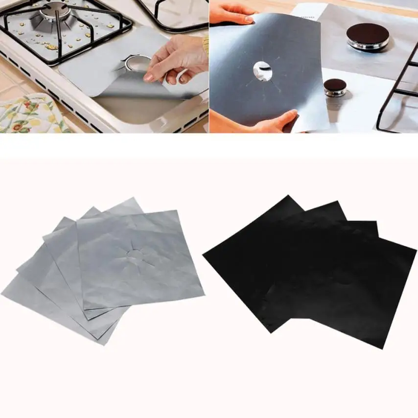 

4Pcs Reusable Gas Range Stove Top Burner Protector Liner Cover For Cleaning Teflon Gas Hob Protector Liner microwave cover