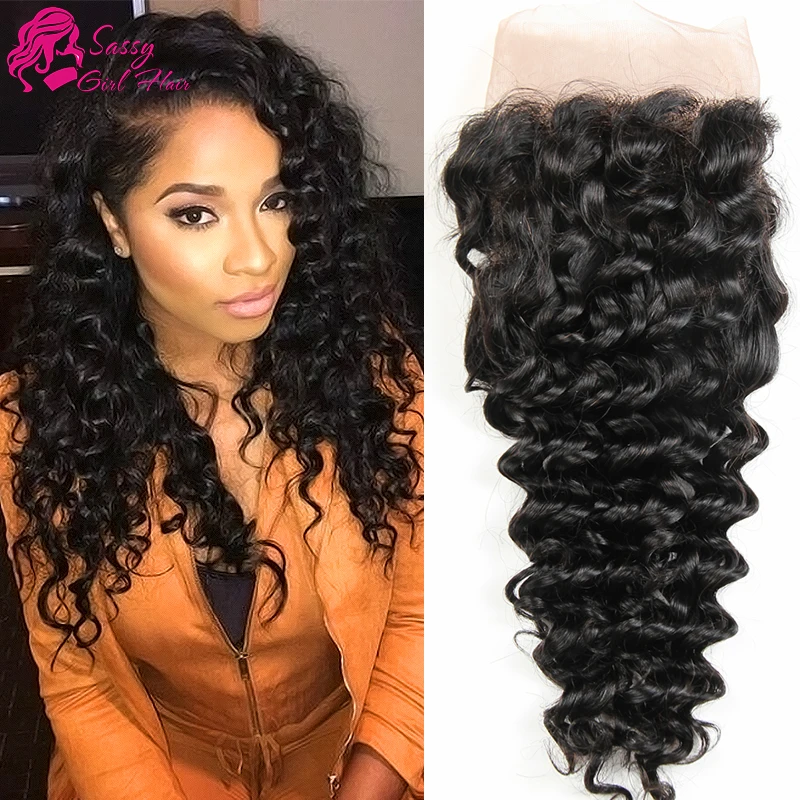 Online Shop Brazilian Deep Wave Frontal Closure Sassy Girl Hair