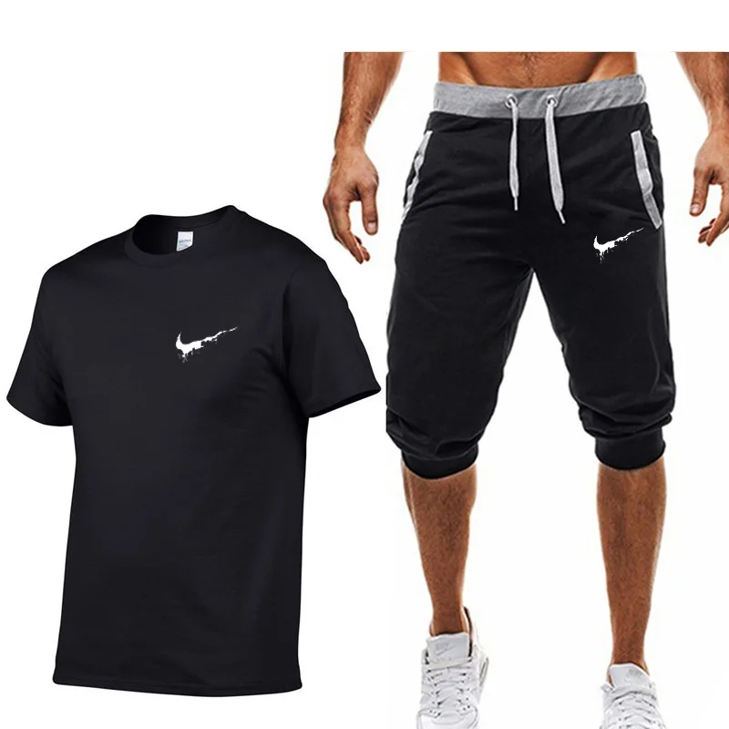 

Summer sets Clothes Sports Joggers Gym Fitness Running Sets Quick-drying Breathable T-short+Loose Stretch Sweatpants
