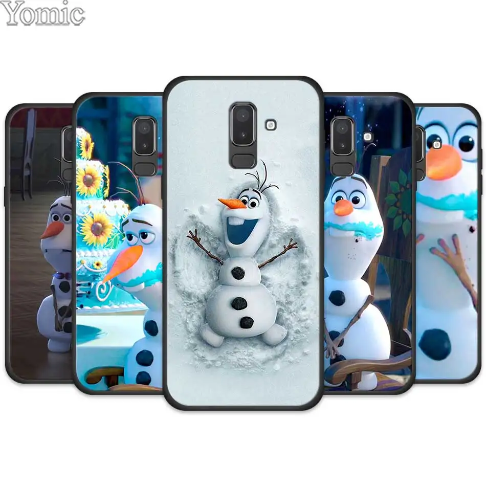 

Mobile Phone Case Cover for Samsung Galaxy J4 J6 J8 Plus 2018 J4Plus J6Plus TPU Black Silicone Cases Coque Olaf Snowman Frozen