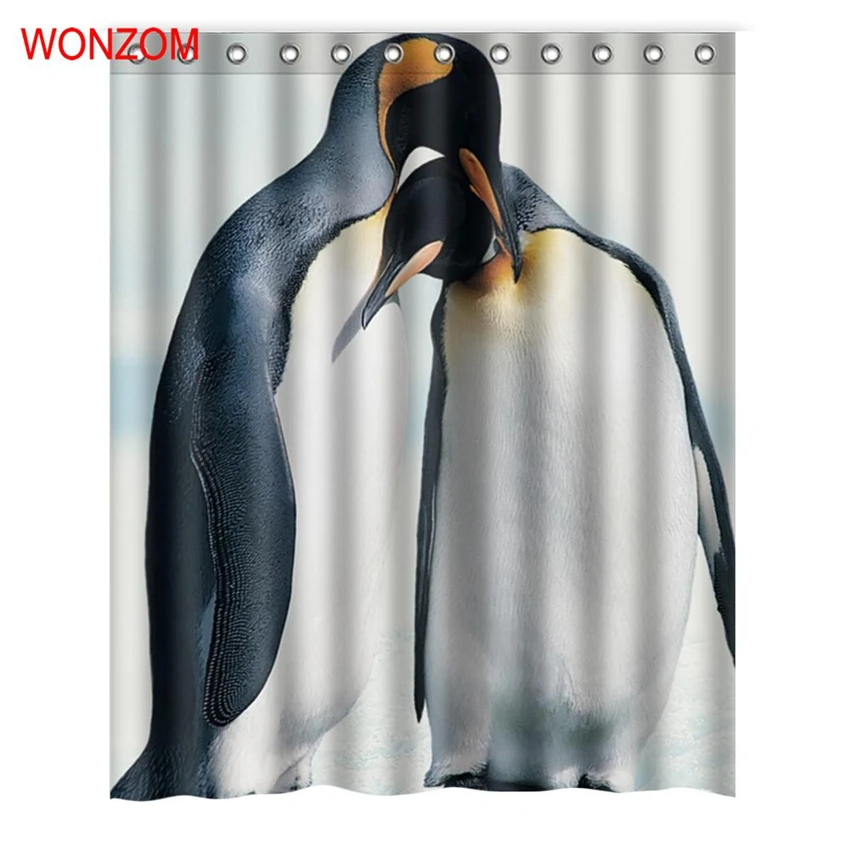 WONZOM Pengui шторы из полиэстера с 12 крючками для декора ванной комнаты современные животные ванны Водонепроницаемая штора новые аксессуары для ванной комнаты
