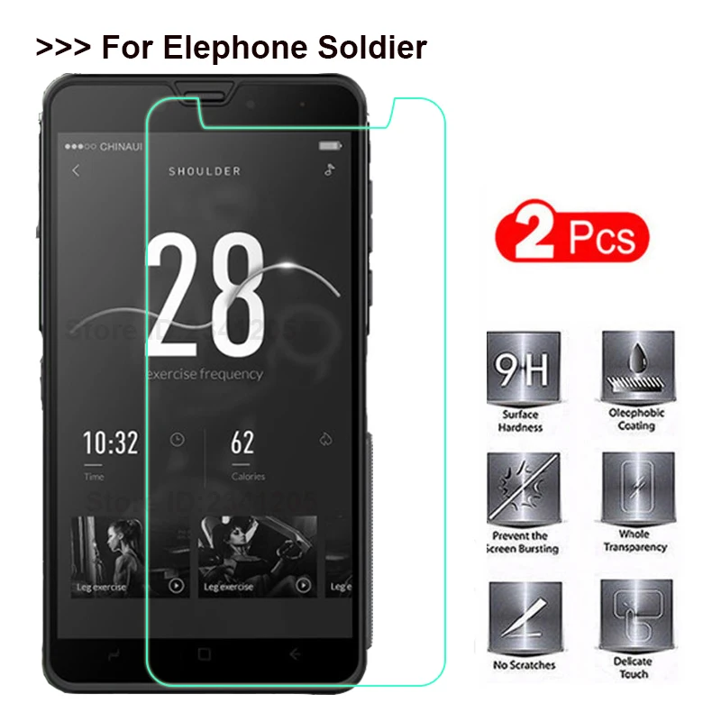 

2PCS Tempered Glass Elephone Soldier Screen Protector High Quality 2.5D Screen cover Protective Glass Film for Elephone Soldier