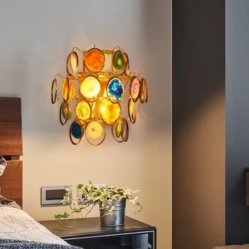

Modern LED Wall Light Sconce Agate Bedroom Bedside Living Room Stair Aisle Hotel Wall Lamp Lights Home Deocr Wall Lamps Sconces