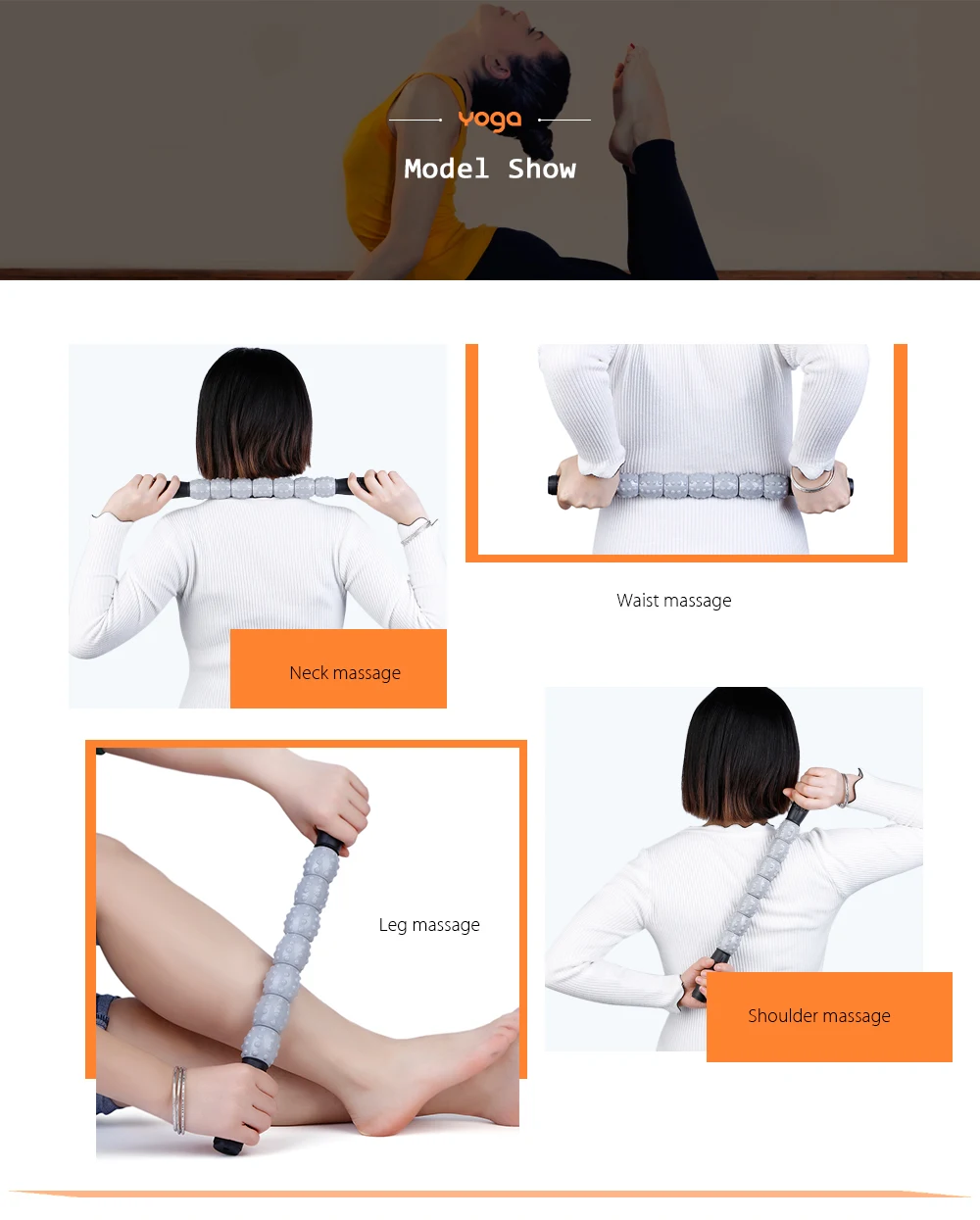 MILYSPORT Portable Therapy Fitness Massager Muscle Full Body Roller Pain Relief Stick