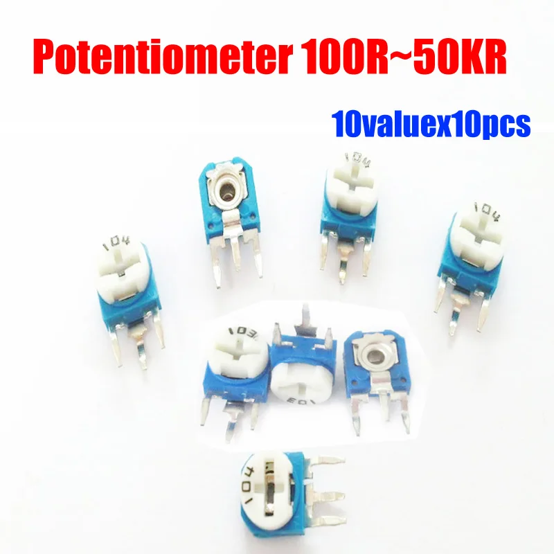 

10valuesx10pcs=100pcs 100R~5KR Trimming Potentiometers/adjustable Variable Resistors