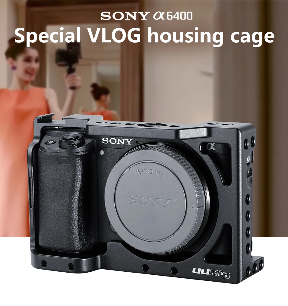 UUrig R008 A6400 Vlog клетка чехол Vlogging металлический чехол для sony A6400 с холодным башмаком для микрофона DSLR камера клетка 1/4 3/8 винт