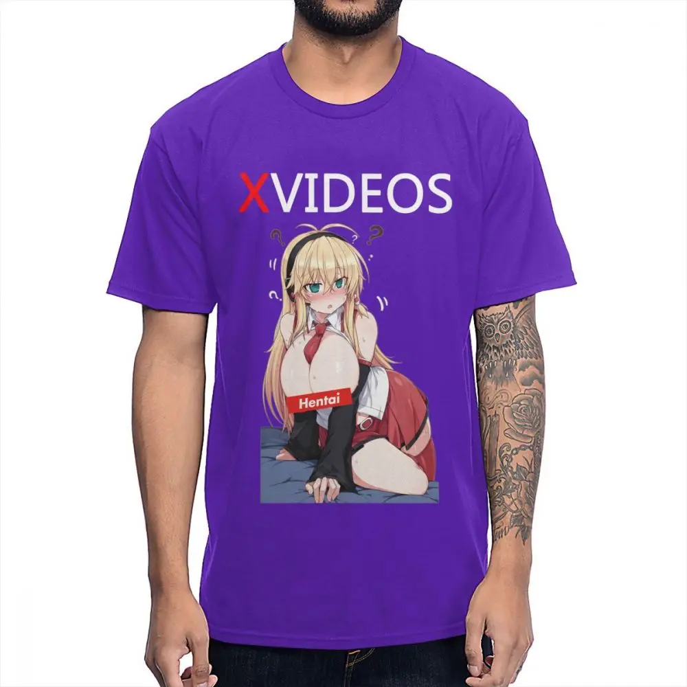 Xvideo Hentai Ahegao сексуальная девушка футболка для мужчин Новое поступление Camiseta хлопок S-6XL футболка - Цвет: Фиолетовый