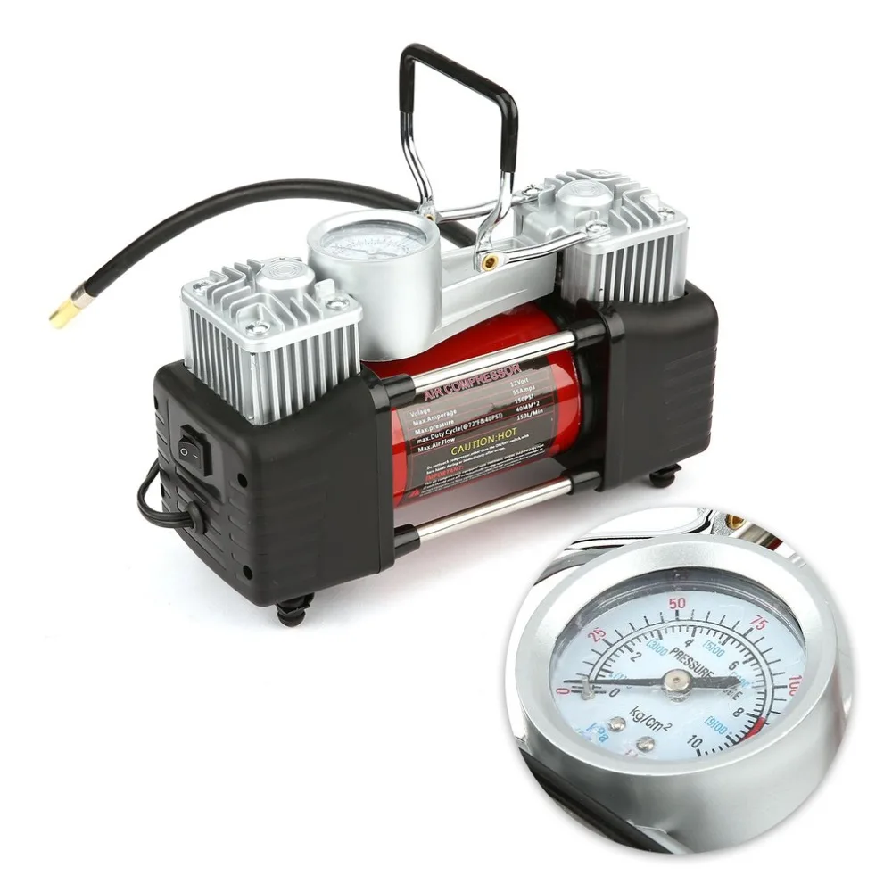 

2 Cylinder Car Air Compressor Tire Inflator Pump Universal for Car Trucks Bicycle High Pressure Air Pump Cigarette Lighter J20C2