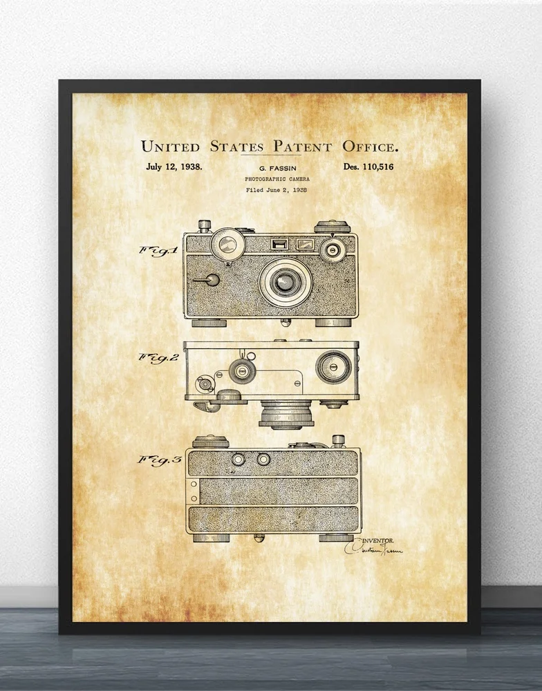 

Argus C Photographic Camera Patent Blueprint Wall Art Paint Wall Decor Canvas Prints Canvas Art Poster Oil Paintings No Frame