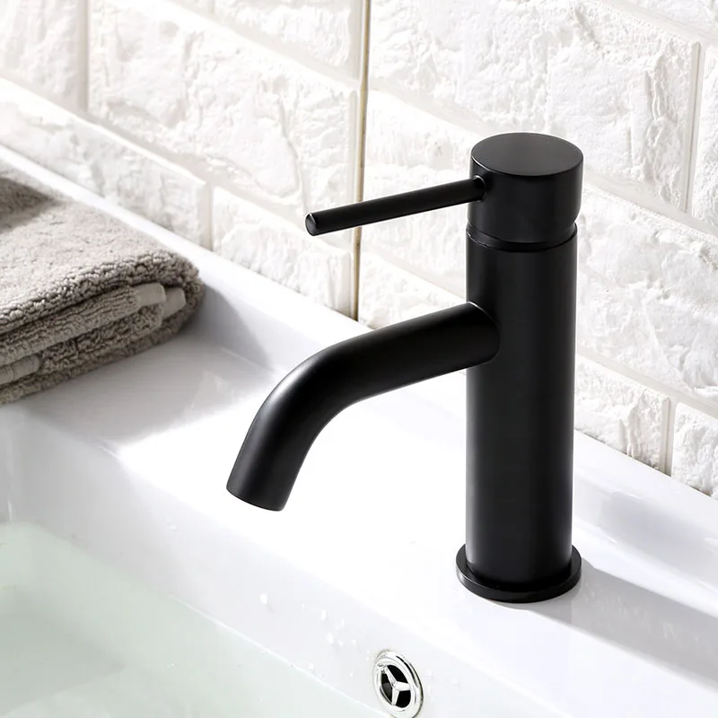 Günstig Bad Becken Wasserhahn Rose Gold   Schwarz Messing Einzigen Loch Wasser Mixer Gebürstet Gold Hot   Kalt Mischbatterie