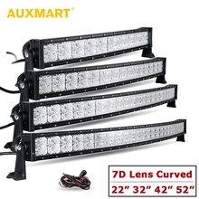 Auxmart 7D Lens Curved LED Light Bar with DRL 22″ 32″ 42″ 52″ Spot + Flood Combo Offroad Light 12v 24v SUV 4×4 4WD Truck Trailer