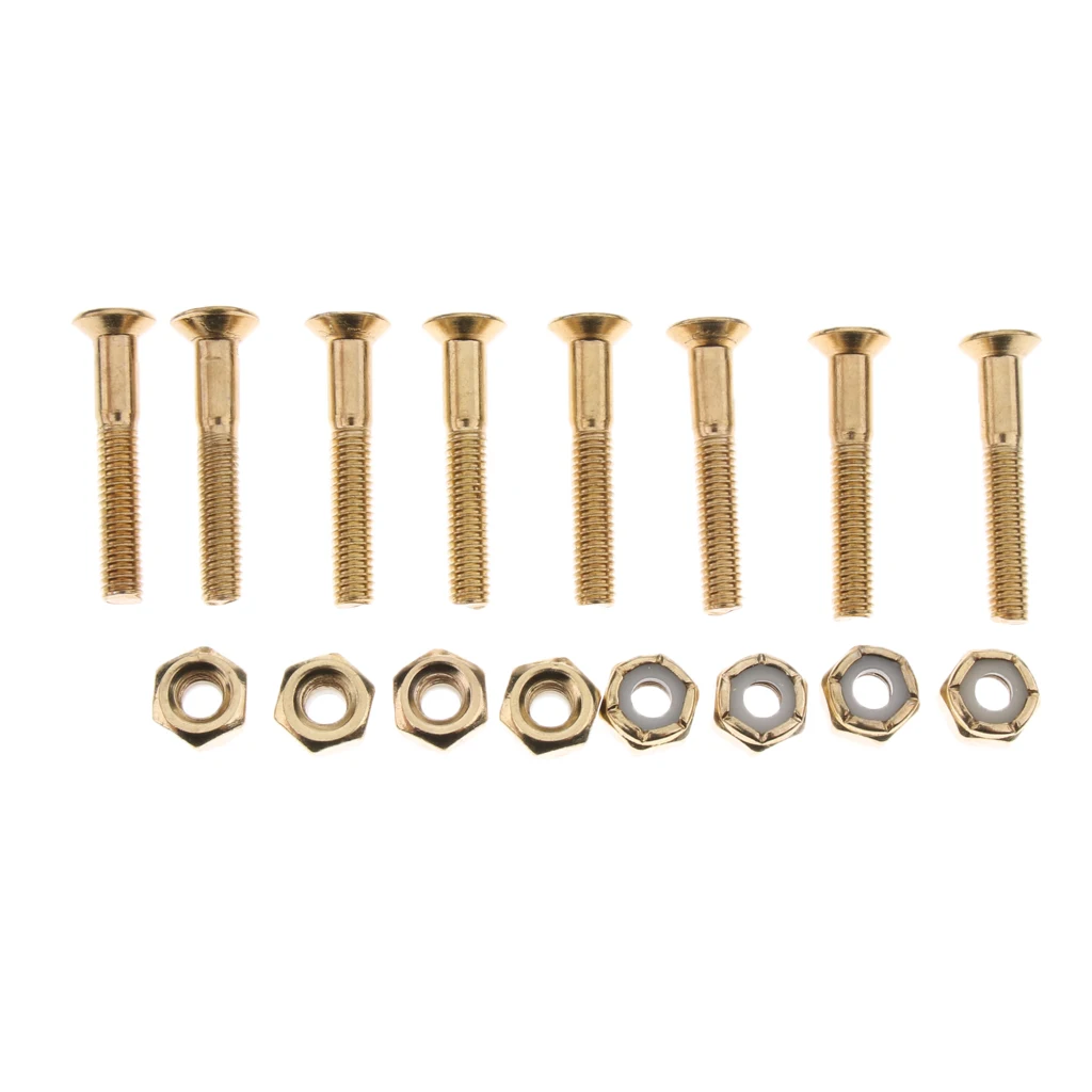 8 Sets Pack Mounting Screw Bolts + 8x Screw Nuts Longboard Skateboard Hardware Set