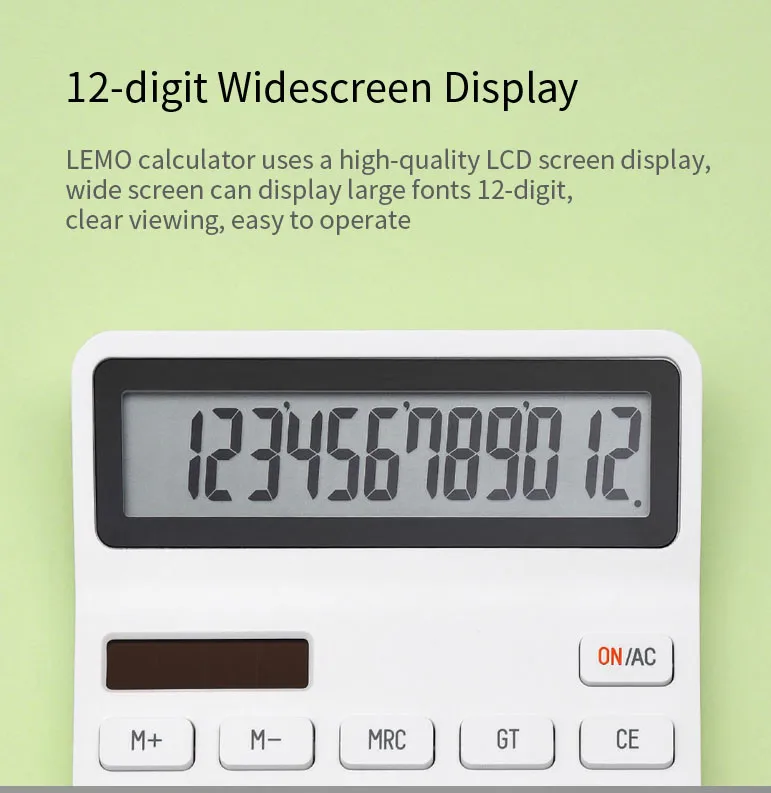 Xiaomi LEMO 12 digital Desktop Calculator Solar dual power supply Widescreen display for school office calculator Calculating Tool (4)
