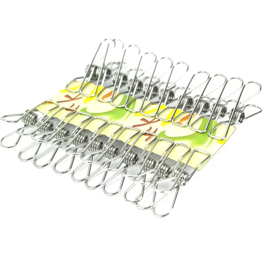 20Pcs Stainless Steel Clothes Pegs Hanging Pins Clips Laundry Household