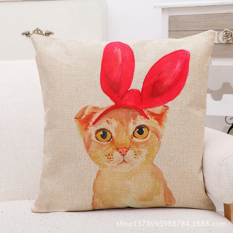 Cutie Lovely Cat Decorative Cushion Cover Cotton Linen Square Throw Pillow Covers 45x45CM Pillows Case Home Sofa Decor coussin Cutie Lovely Cat Decorative Cushion Cover Cotton Linen Square Throw Pillow Covers 45x45CM Pillows Case Home Sofa Decor coussin