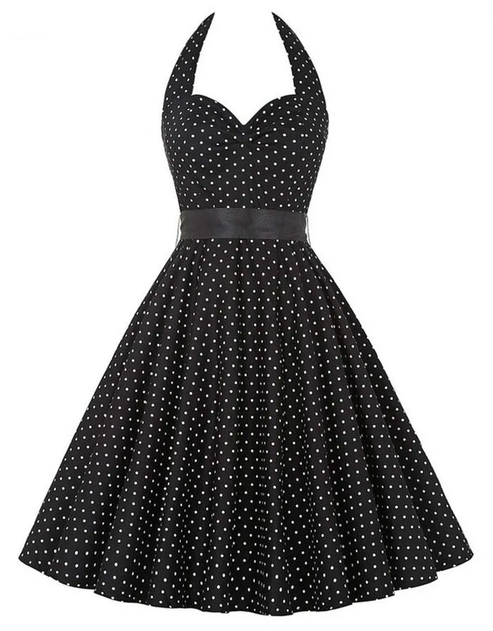 

2017 Women Dress Summer Style Inspired Vintage Clothing Retro 50s Big Swing Audrey Hepburn Polka Dot Plus Size Woman Dresses