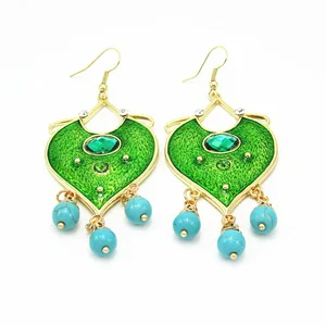 Новые индийские серьги Косплей Аладдин Принцесса Жасмин серьги - Окраска металла: Turquoise Earrings