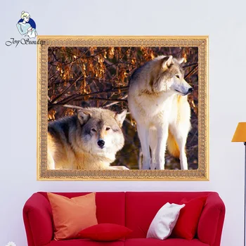 

JOY SUNDAY,Cross embroidered mosaic wolf series, DIY handmade 3D printing fabric 11CT 14CT Cross Stitch Kit Needlework