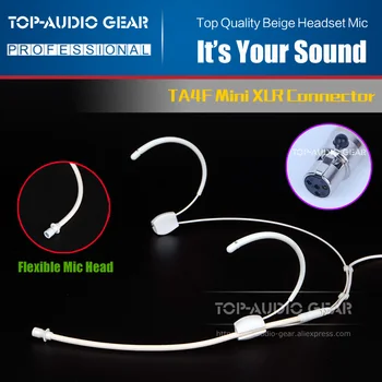 

Free Shipping Beige 4 Pins TA4F Mini XLR Connector Plug Headworn Mic Headset Microphone For SHURE Wireless Bodypack Transmitter