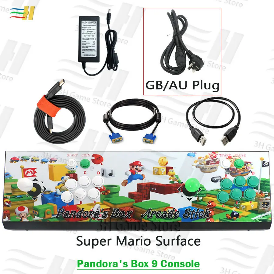 PB9 super mario GB 2 игрока Pandora's Box 9 консоль встроенный в 1500 аркадные игры аркадная консоль управляемые монетами игры джойстик для pc tv ps3 pc tv 5S - Цвет: PB9 super mario GB