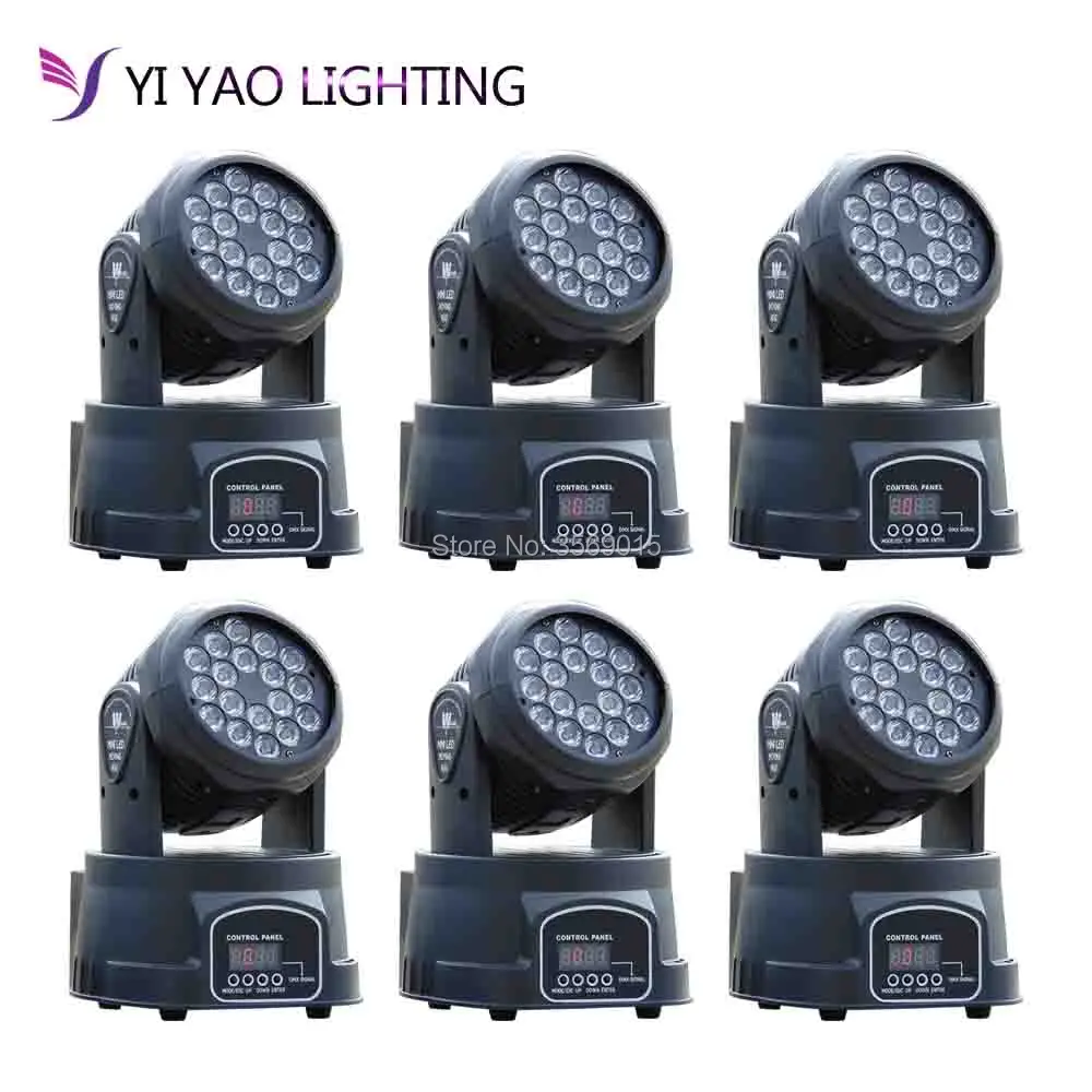 

6pcs/lot 13 Channels DMX 18x3w LED Beam Moving Head Light for DJ Disco Stage