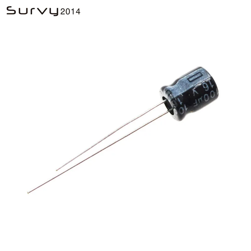 100/200PCS 100uF 16V Practical Radial Lead 5X7MM Aluminum Capacitors