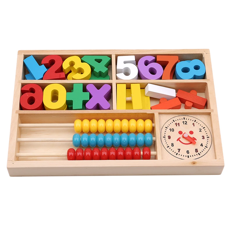 1 компл.. красочные деревянные игрушки ранняя цифровая обучающая коробка арифметическая математические часы Дерево счеты номер игры