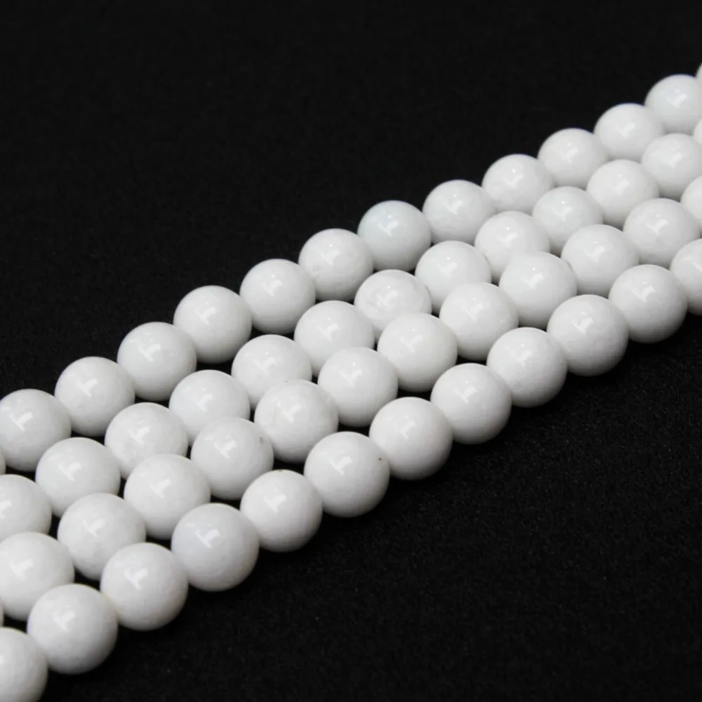 

Wholesale AAA+ Natural White Stone Round Beads For Jewelry Making DIY Bracelet Necklace 4 /6 /8 / 10 /12 mm Strand 15''