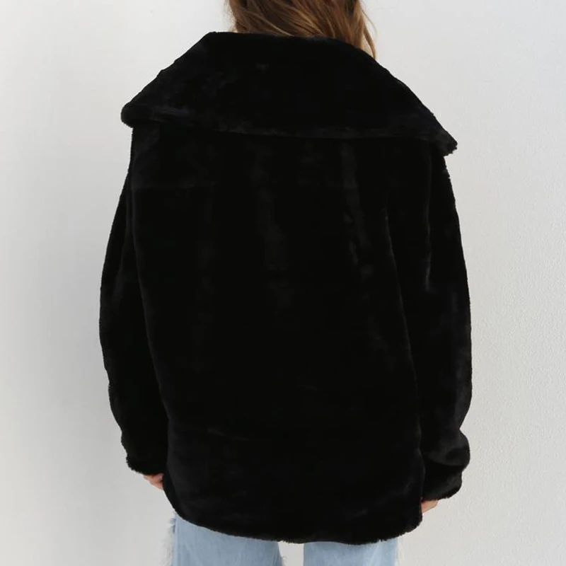 Элегантное пальто из искусственного меха Женская осенне-весенняя куртка женская мягкая плюшевая меховая Верхняя одежда Повседневная Верхняя одежда большого размера 3X