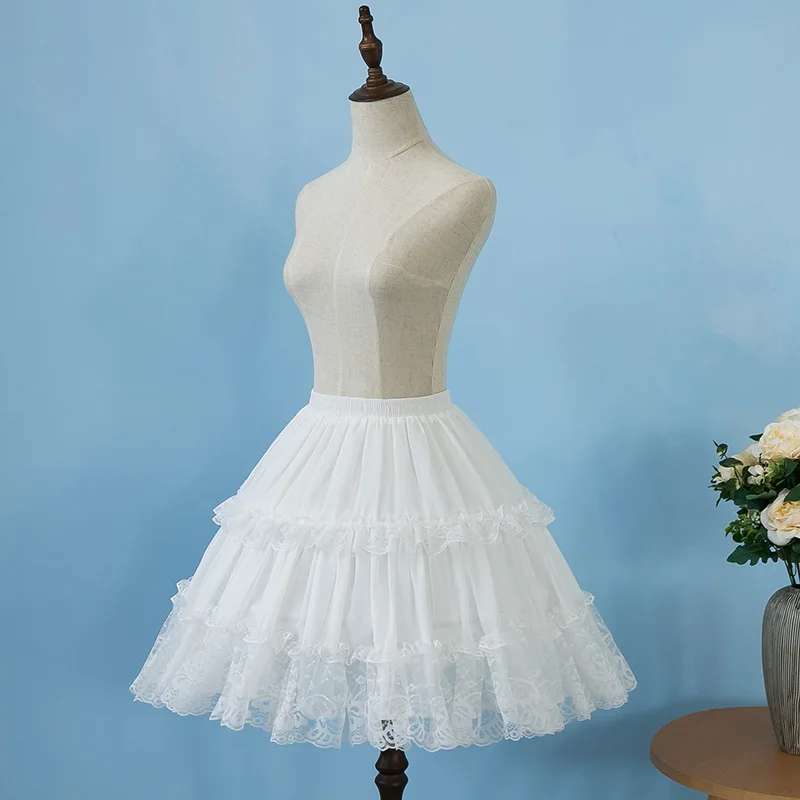 Летняя короткая юбка для невесты белая черная кружевная юбка лолита для трапециевидного платья кринолин для Девочки Женская Нижняя юбка