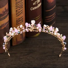 Diadema de novia con cuentas rosas Estilo Vintage, diadema de cristal con diamantes de imitación para novia, accesorios para el cabello de boda SL