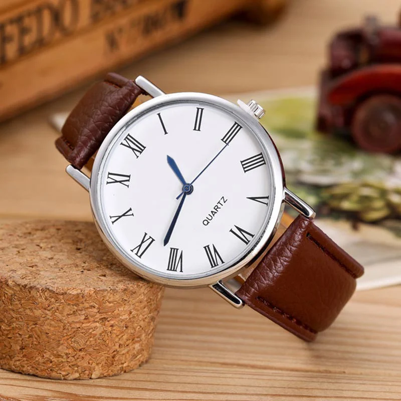 

2017 Fashion Women White Watch Slim Quartz Wristwatch Elegant PU Leather Band Round Dial Watch Clock For Men Gift LL