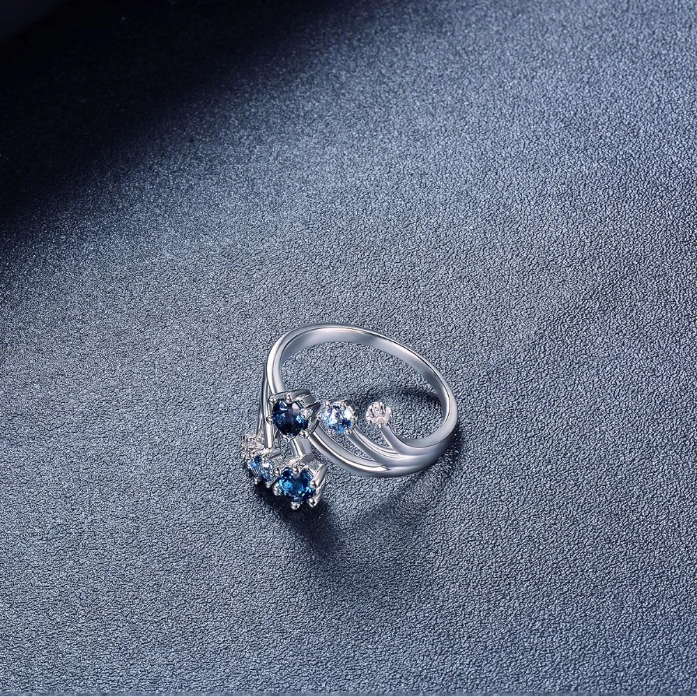 

Hutang Natural Gemstone Sky Blue & London Topaz Solid 925 Sterling Silver Engagement Ring Fine Jewelry presents Gift NEW Arrival
