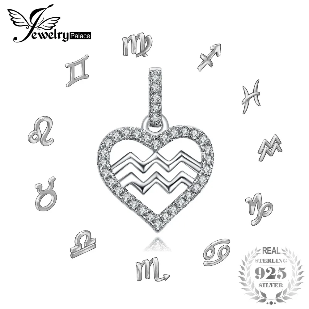 

JewelryPalace Zodiac Constellation Heart Love Cubic Zirconia Necklace 925 Sterling Silver Gift Not Include A Chain