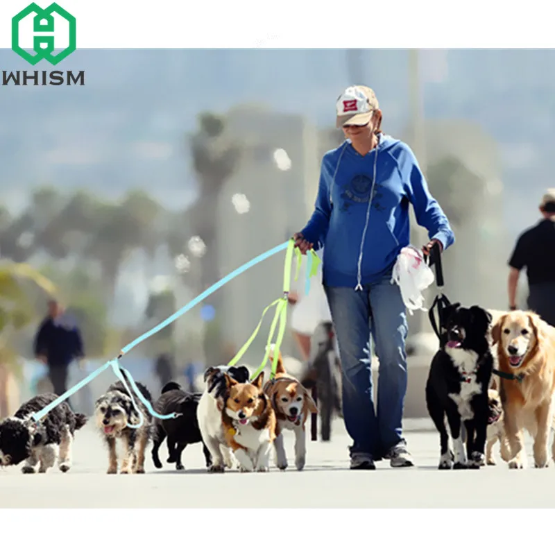 WHISM Adjustable 1 to 3 Dogs Leash Couple Nylon Pet Dog Lead Leash No
