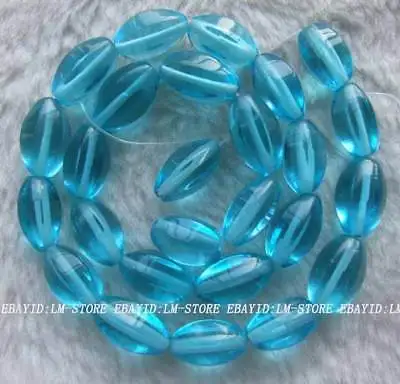 

10x15mm Blue Glass Drum Loose Beads 15.5 "