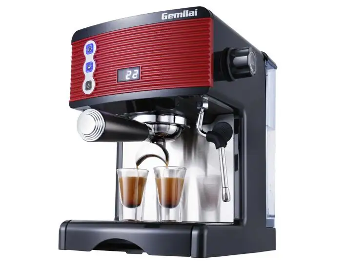 

GEMILAI CRM3601 coffee machine home Italian semi-automatic 15bar pump steam type red esspress milk foamo cafe stainless steel