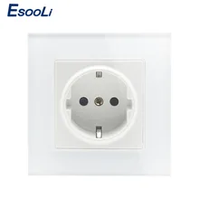 Esooli стены кристалл стекло Панель мощность разъем заземлен, 16A ЕС Стандартный электрическая розетка 86 мм* 86 мм
