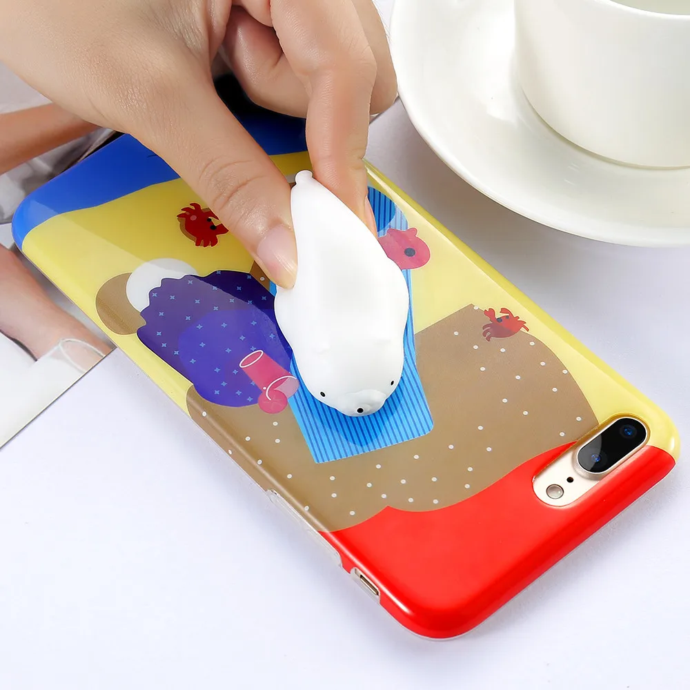 Kisscase для iPhone 6 6S 7 8 Plus Squishy Мобильный Телефонные Чехлы милый кот 3D Разминание чехол
