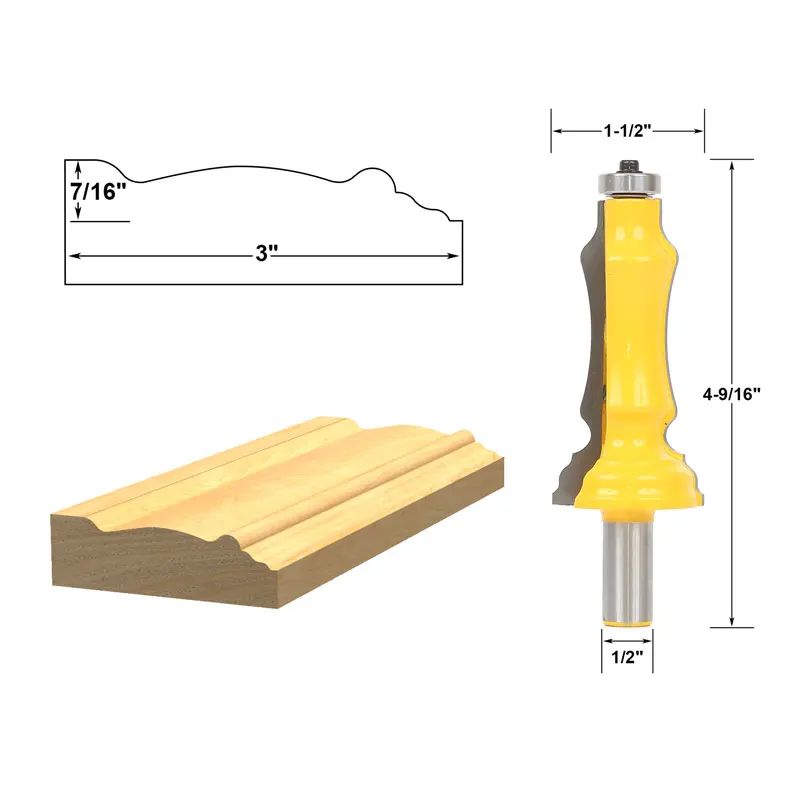 1pcs Door & Window Casing Router Bit 1/2" Shankin Milling Cutter from