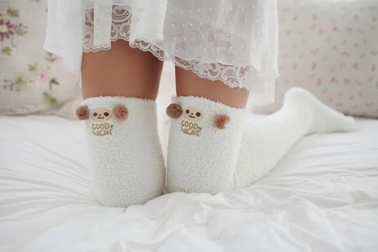 Japansk Mori Girl Djurmodellering Knä Randig Söt Härlig Kawaii Mysig Lång Lår Hög Sos Kompression Vinter Varm_voghion.com