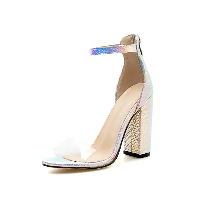Boussac/пикантные женские босоножки на высоком каблуке со змеиным принтом; прозрачные босоножки из ПВХ с одним ремешком; женская разноцветная обувь для вечеринок; SWC0763