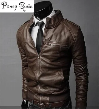 

winter male Men PU Motorcycle Leather jackets coats Men leather coat motorcycle jacket collar British version brand clothing